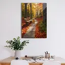 Golden Autumn Pathway Metal Poster