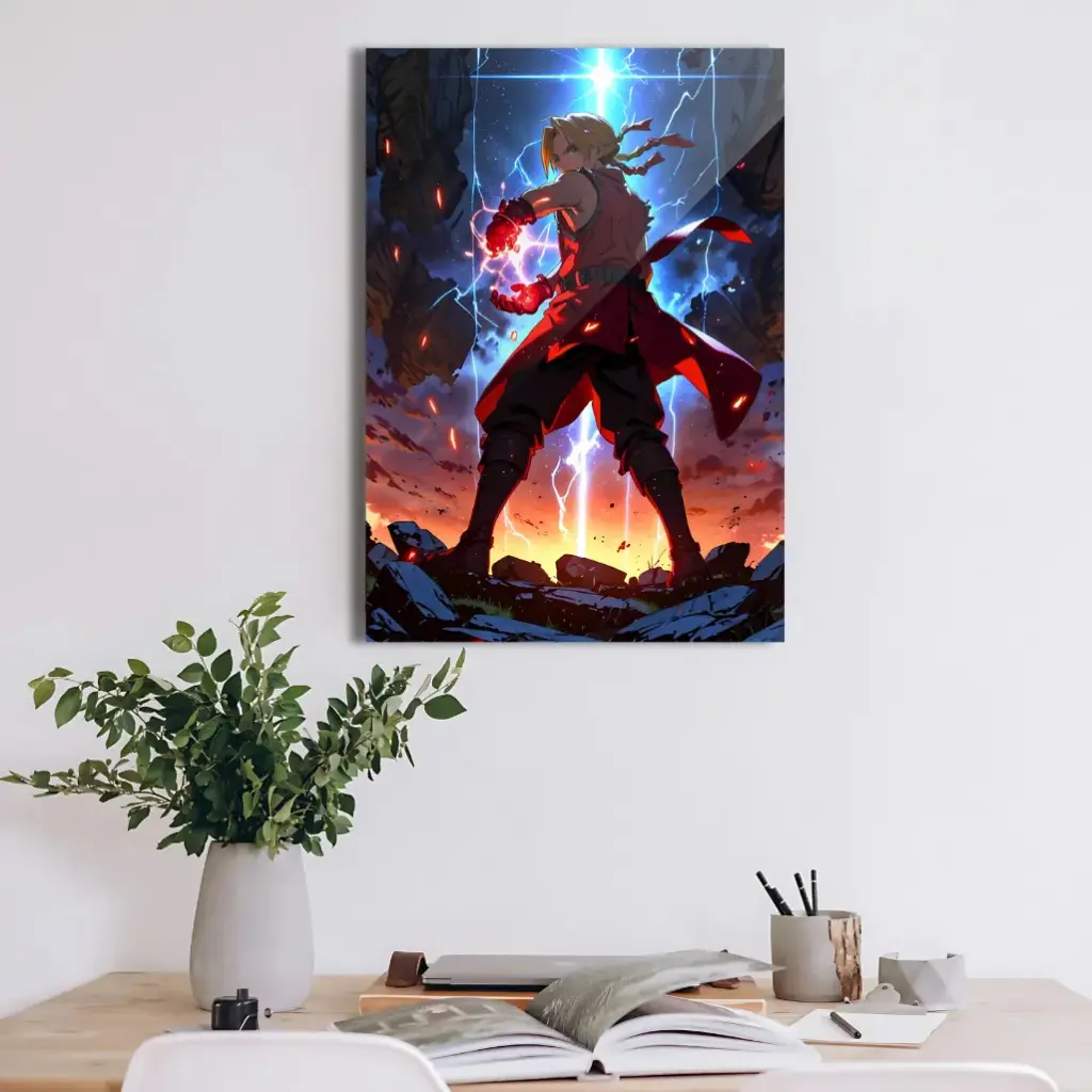 Edward Elric Action Poster – Fullmetal Alchemist Anime Wall Art