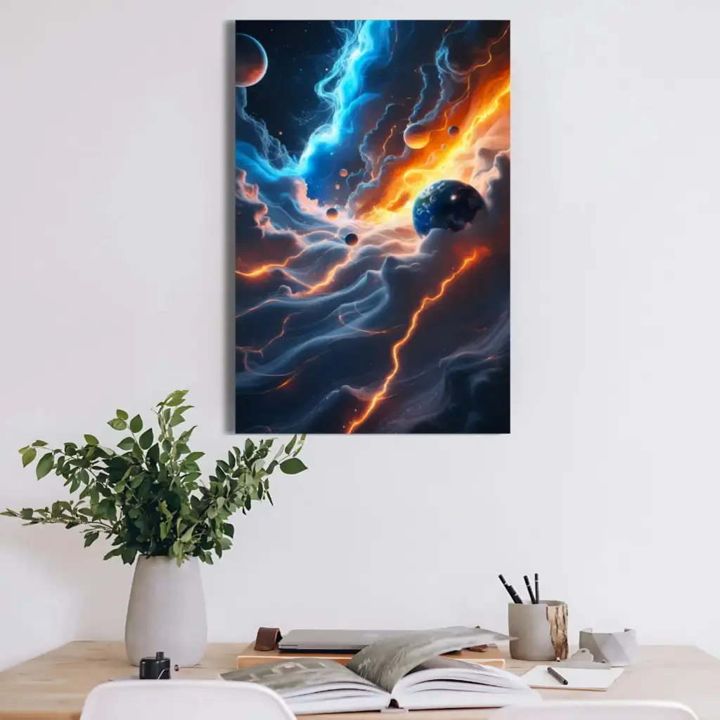 Cosmic Energy Burst Metal Poster – Abstract Galaxy Wall Art
