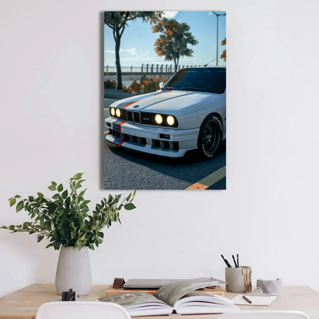 BMW Sport 1990 Poster – Retro Performance Car Metal Wall Art