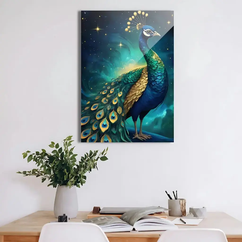 Elegant Abstract Peacock Metal Poster