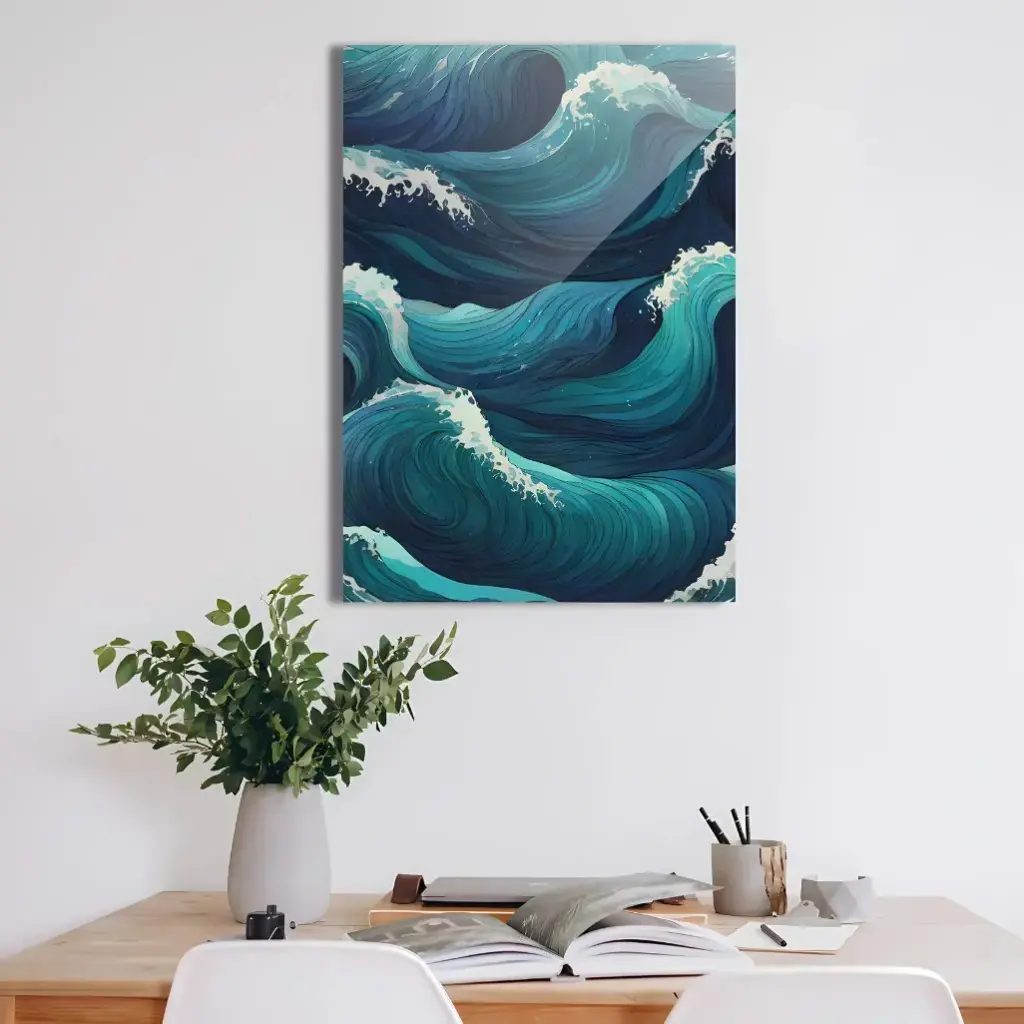 Flowing Ocean Waves Abstract Metal Wall Art