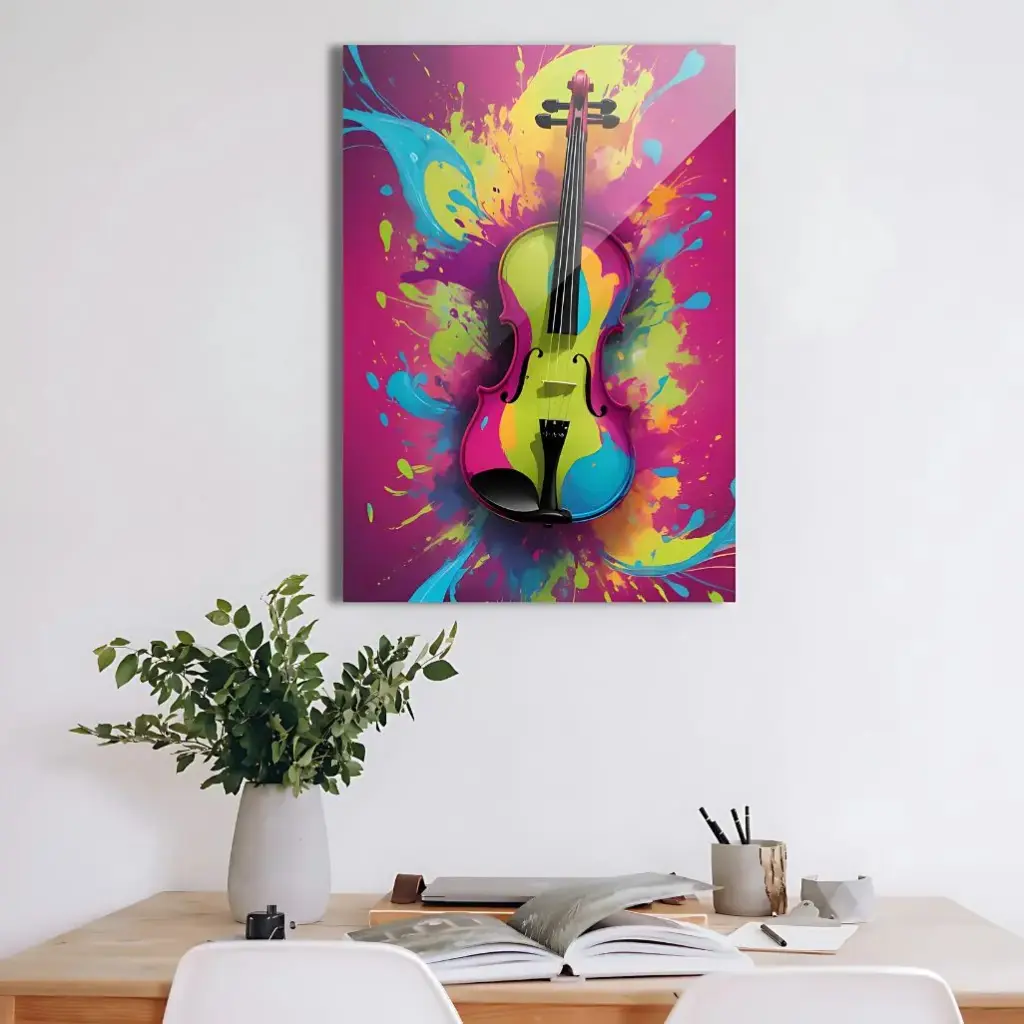 Colorful Abstract Violin Metal Poster