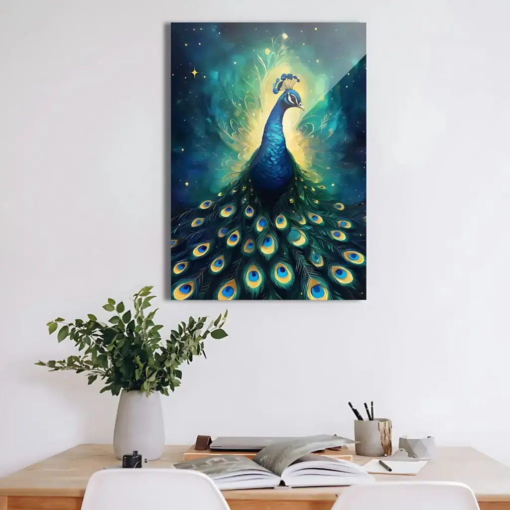 Modern Abstract Peacock Metal Poster