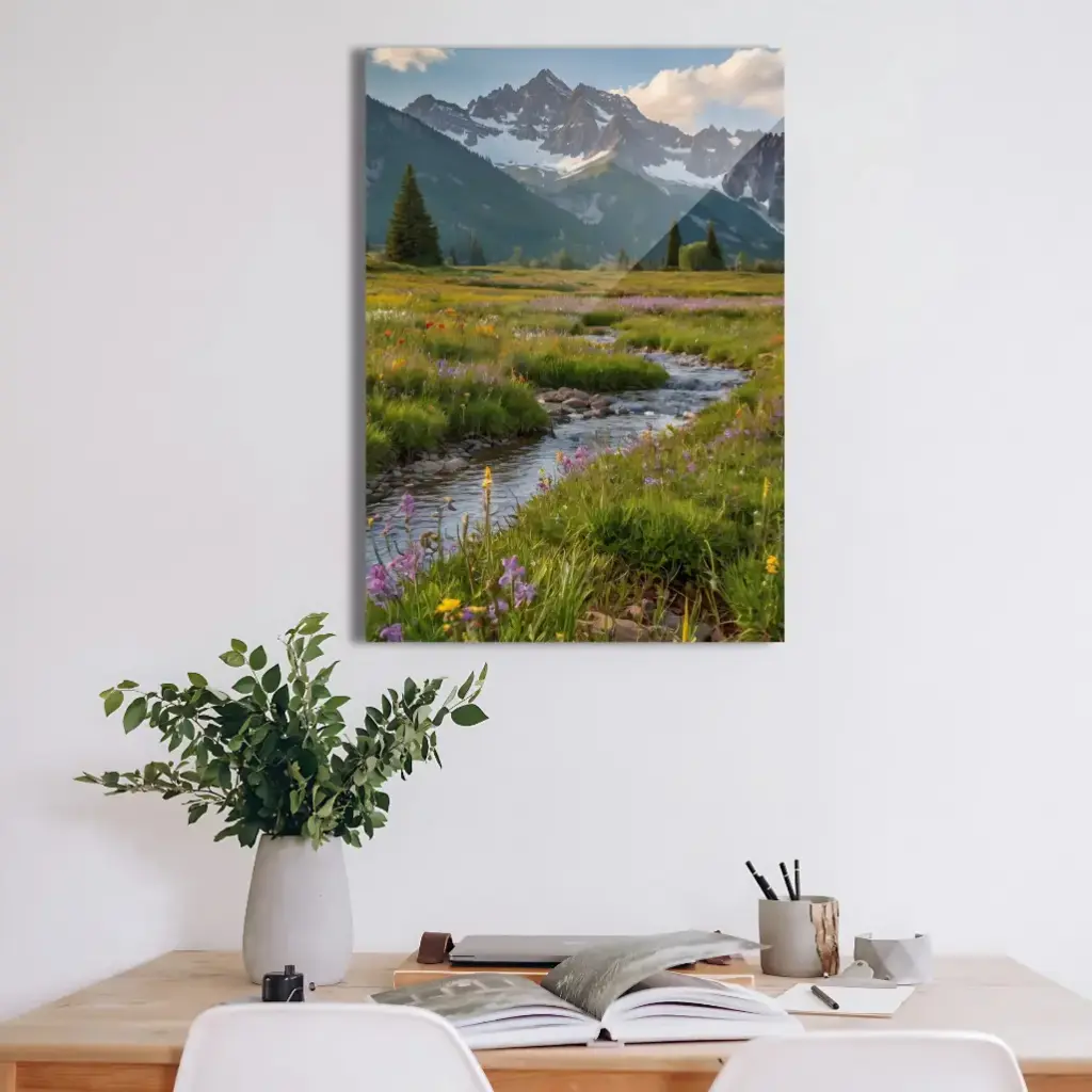 Blooming Mountain Landscape Metal Poster