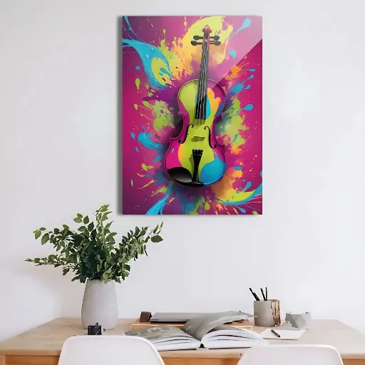 Colorful Abstract Violin Metal Poster