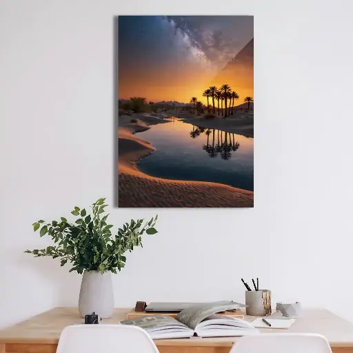 Desert Night Oasis Metal Poster