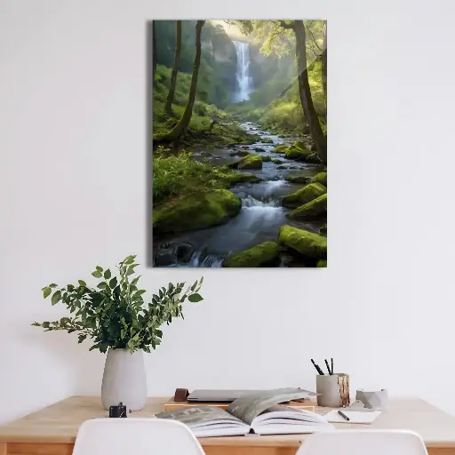Sun-Kissed Forest Oasis Metal Poster