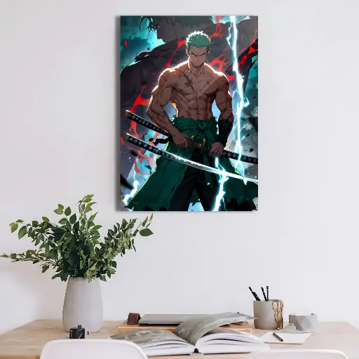 Epic Roronoa Zoro – Powerful Samurai Anime Wall Art